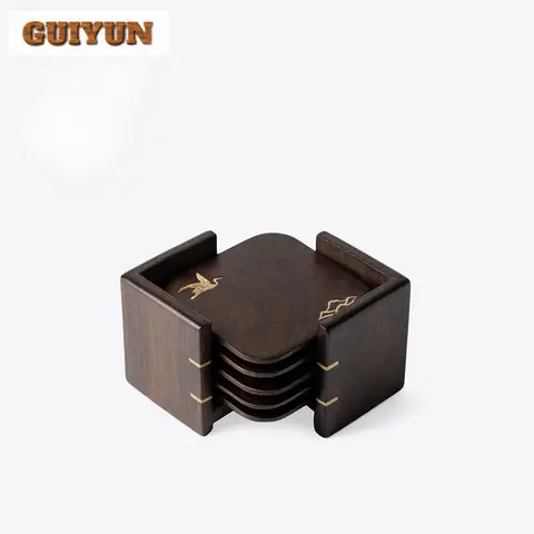 Posavasos de madera maciza con grulla de nube, plato de taza de Boutique para tazas de café, platillo, manteles individuales con aislamiento térmico, portavasos, regalo para ceremonia del té