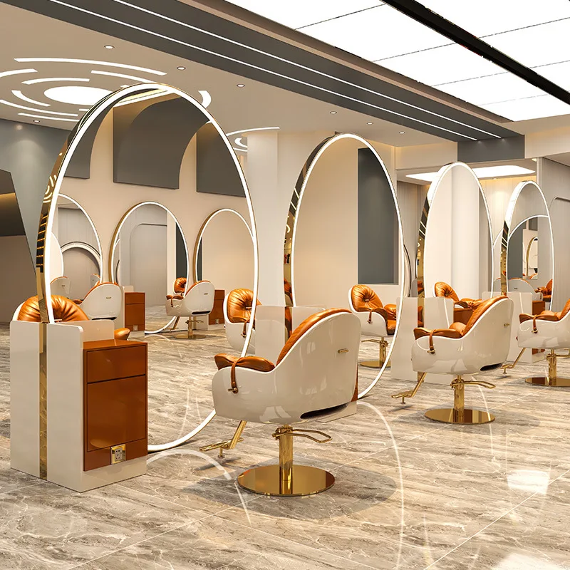 

Professional Salon Furniture Hairdressing Station Smart Led Light Salon Barber Mirror Station for Sale