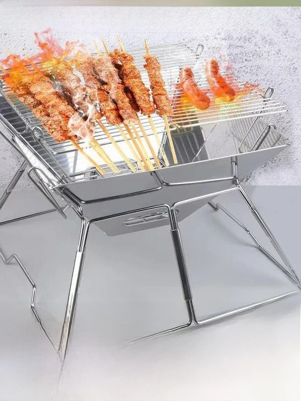 

Outdoor Cam Travel Fire Pit BBQ ill Wood Burning Stove Portable Stainl Steel Charcoal Heater Firewood Holder