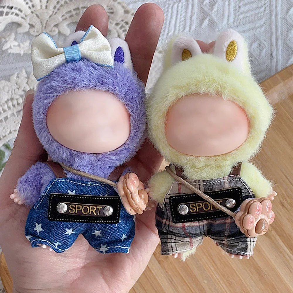 

For 4.0 Ropa Labubu Clothes Designer Overalls With Accessories Mini 10cm Doll Replacement Outfit Love Clothing Luxury Decor