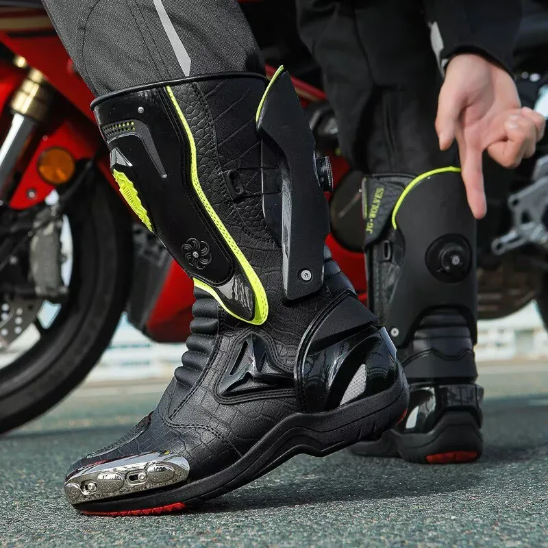 JG-Wolf Waterproof Motocross Boots Adventure Touring Steel Toe Off-Road Boots CE Certified Dirt Bike Motorcycle Racing Boots Men