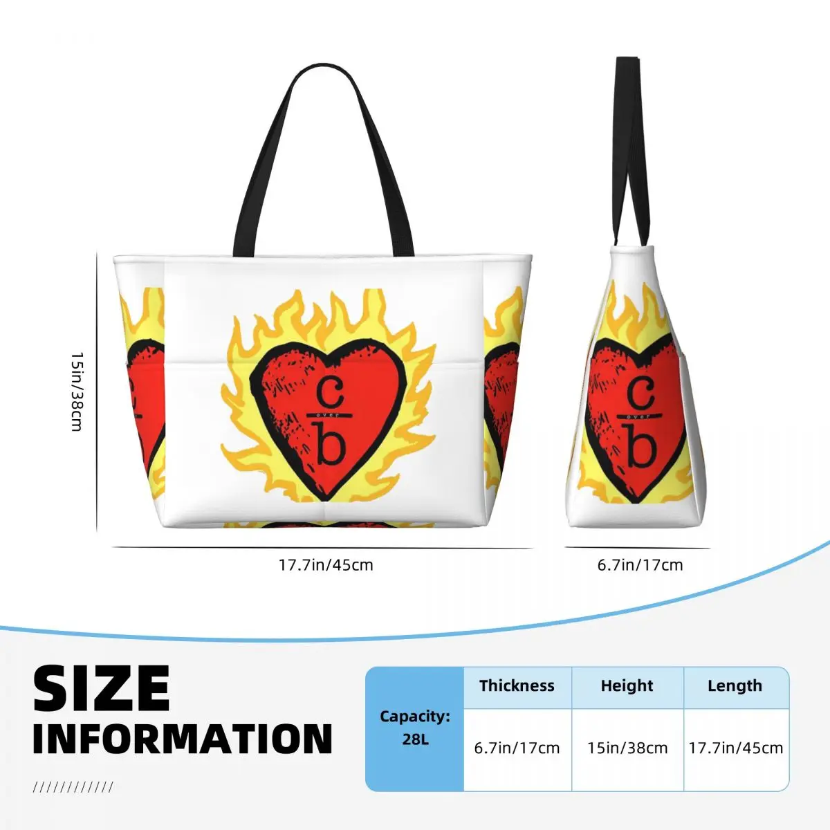 กระเป๋าโท้ทลายโลโก้ Heart ของ Clothes Over Bros กระเป๋าใส่ของไปทะเล กระเป๋ากีฬา กระเป๋าโยคะ กระเป๋าเดินทางขนาดใหญ่สำหรับผู้หญิง กระเป๋าฟิตเนส