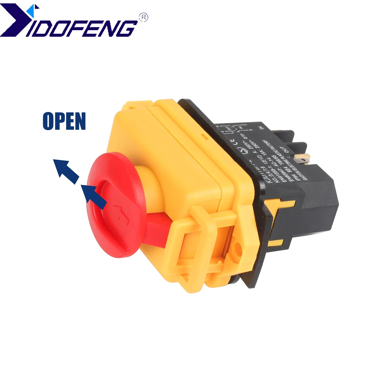 1pc YIDOFENG Emergency Stop Switch Mini Lathe Accessories KJD17B/1-2 4-Pin ON-OFF Instant Reset Button