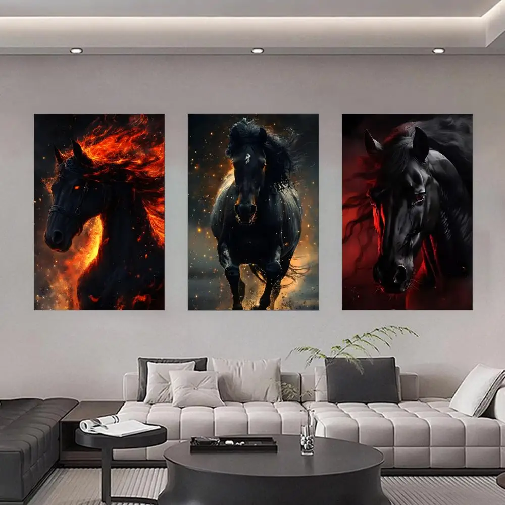 Galloping Steed Horse Prints Posters Self-adhesive Home Party Decoration Artwork Festival Celebration Gifts Matte Surface
