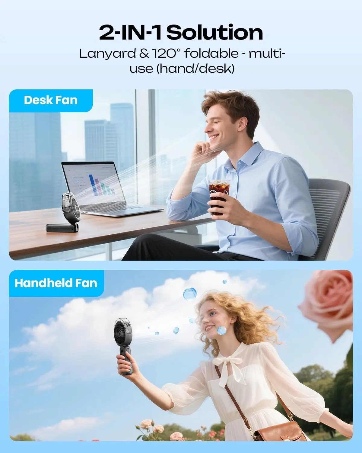

Handheld Misting Fan Portable, Powerful High Speed, Small Personal Rechargeable Cooling Mister Fan Water Spray Mist