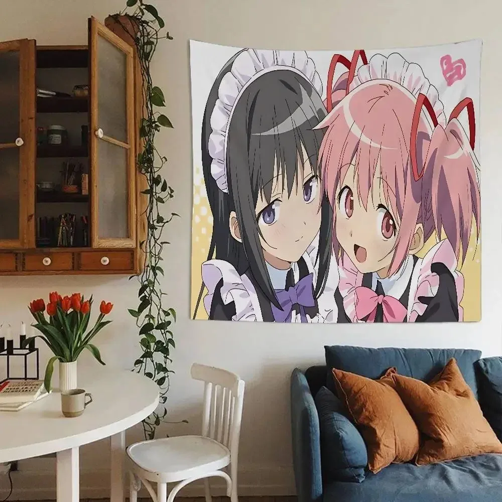 VIKAMA Madoka Magica Kaname Homura Anime Tapestry Wall Hanging Poster Bedroom Dorm Aesthetic Room Decor Gift