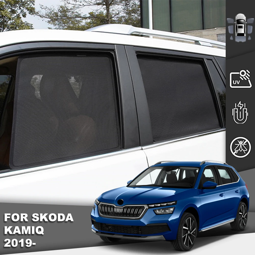 For Skoda Kamiq NW4 2019-2024 Magnetic Car Sunshade Shield Front Windshield Curtain Rear Side Baby Window Sun Shade Visor