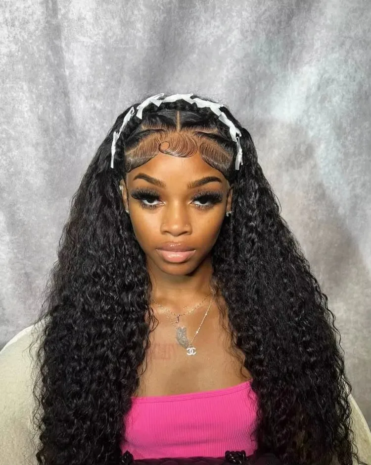 250% vorgeschnittene Loose Deep Wave Frontal Perücken 7x5 13x4, kleberlose Echthaarperücke, sofort tragbar, 13x4 13x6 Water Curly HD Lace Front Perücken, vorgezupft, 30-36 Zoll, unbehandelte Echthaarperücken für Frauen, gebleichte Knoten, im Angebot. – Detail 14