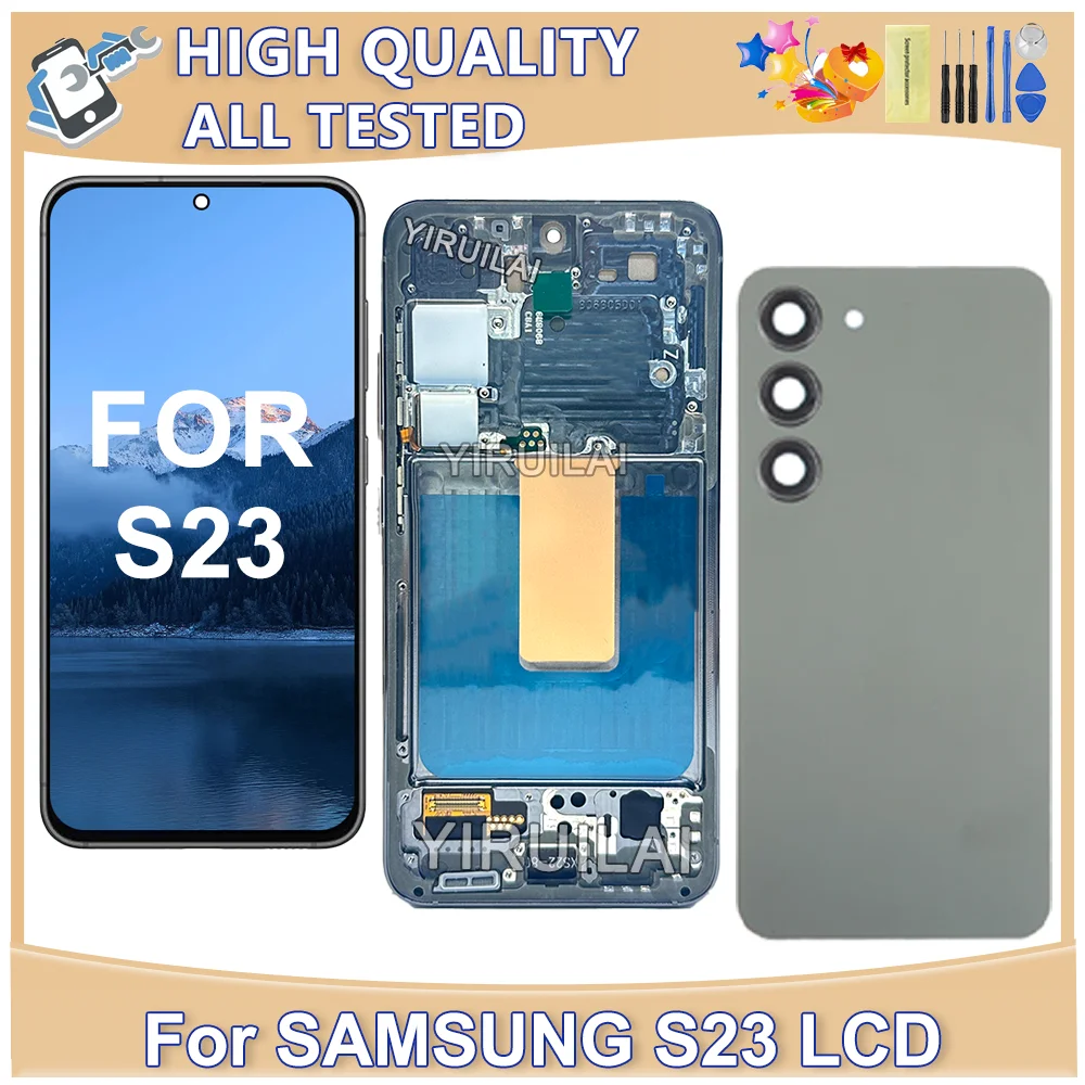 tft-サムスンギャラクシー-s23-s911-sm-s911b-sm-s911u-lcd-ディスプレイタッチスクリーンフレームデジタイザーアセンブリ交換部品付き