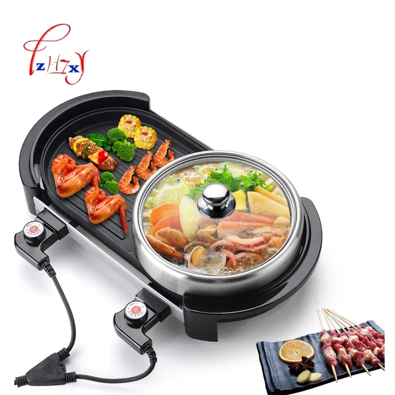 

2000W Electric Grills & Electric Griddles Electric Smokeless Indoor Bbq Grill Barbecue Plate+Chafing Dish Hot Pot 220v