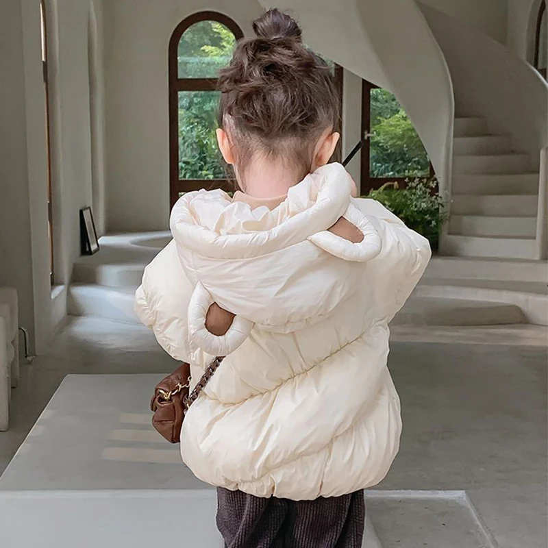 1 2 3 4 5 Years Autumn Winter Keep Warm Girls Jacket Cute Bear Ear Baby Coat Fashion Waterproof Hooded Boys Outwear Kids Clothes