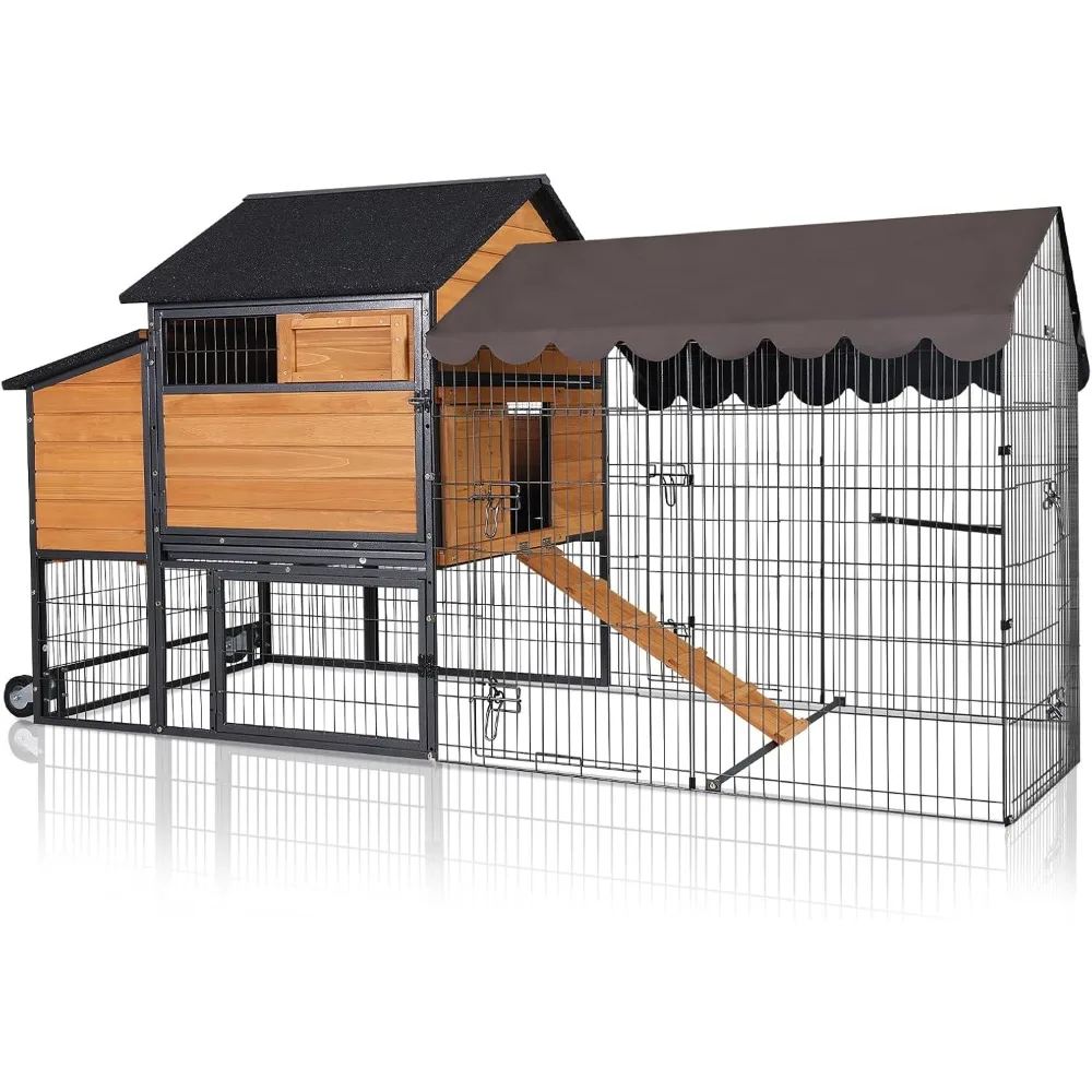 

Chicken Coop - Spacious 85" Metal Frame Chicken House with Nesting Box, Portable & Waterproof, Perfect for 6 Chickens!