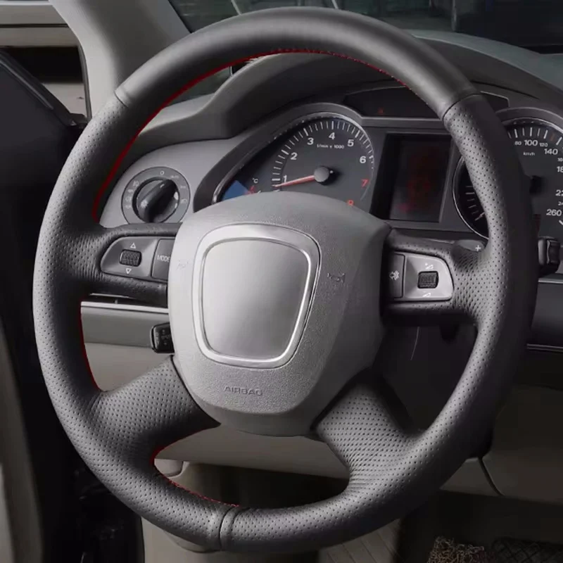 

DIY Black Genuine Leather Car Steering Wheel Cover For Audi A3 A4 2013-2018 A6 2005-2018 Q3 2012-2018 Q5 Q7 2013- 2018