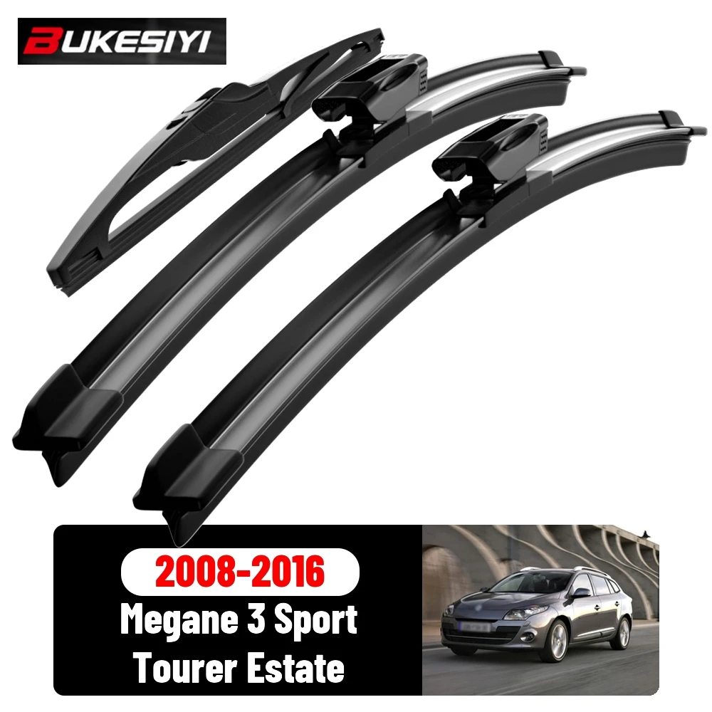 Scheibenwischerblätter-Set für vorne und hinten für Renault Megane 3 Sport Tourer Kombi 2008-2016, leise Scheibenwischer, Zubehör, 24"16"14"
