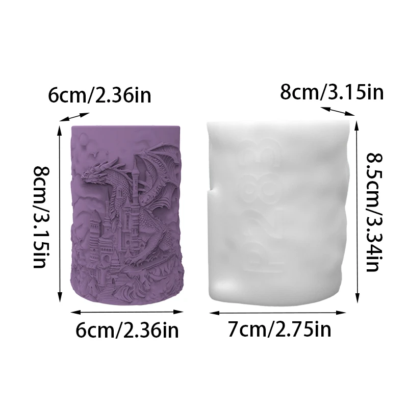 Fantasy Epic Dragon Perching on Castle Candle Mold Creative Candle DIY Mold Moonlight Cloud 3D Relief Design Mold view 2