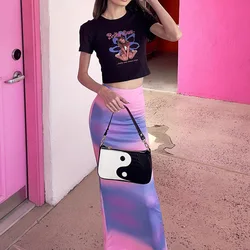 Women Summer Tie Dye Sexy Slim Skirt New Fashion Floor-Length Long Wrap Hip Skirts Female National Patchwork Bohemian Midiskirt
