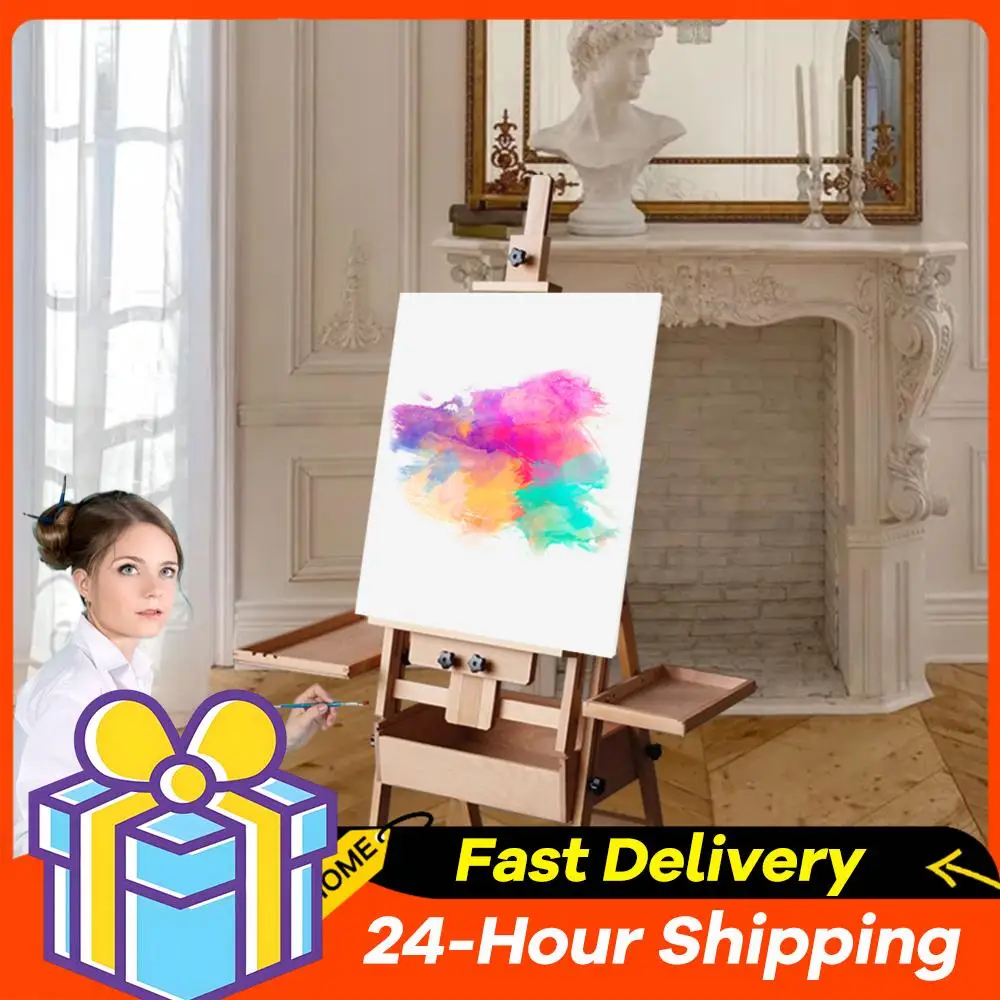 

Beech Multifunctional Easel with Drawer Tray Foldable Adjustable Easel Drawing Board Easel for Children Sketch Oil Painting