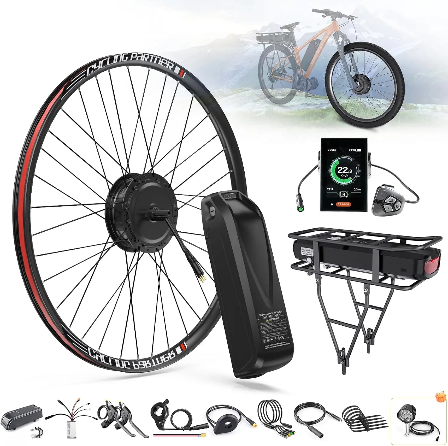 Kit di conversione bicicletta elettrica 750W 500W 48V EBike Brushless Hub Motor Bike Kit ruota bicicleta electrica Velocità massima 45KM/H