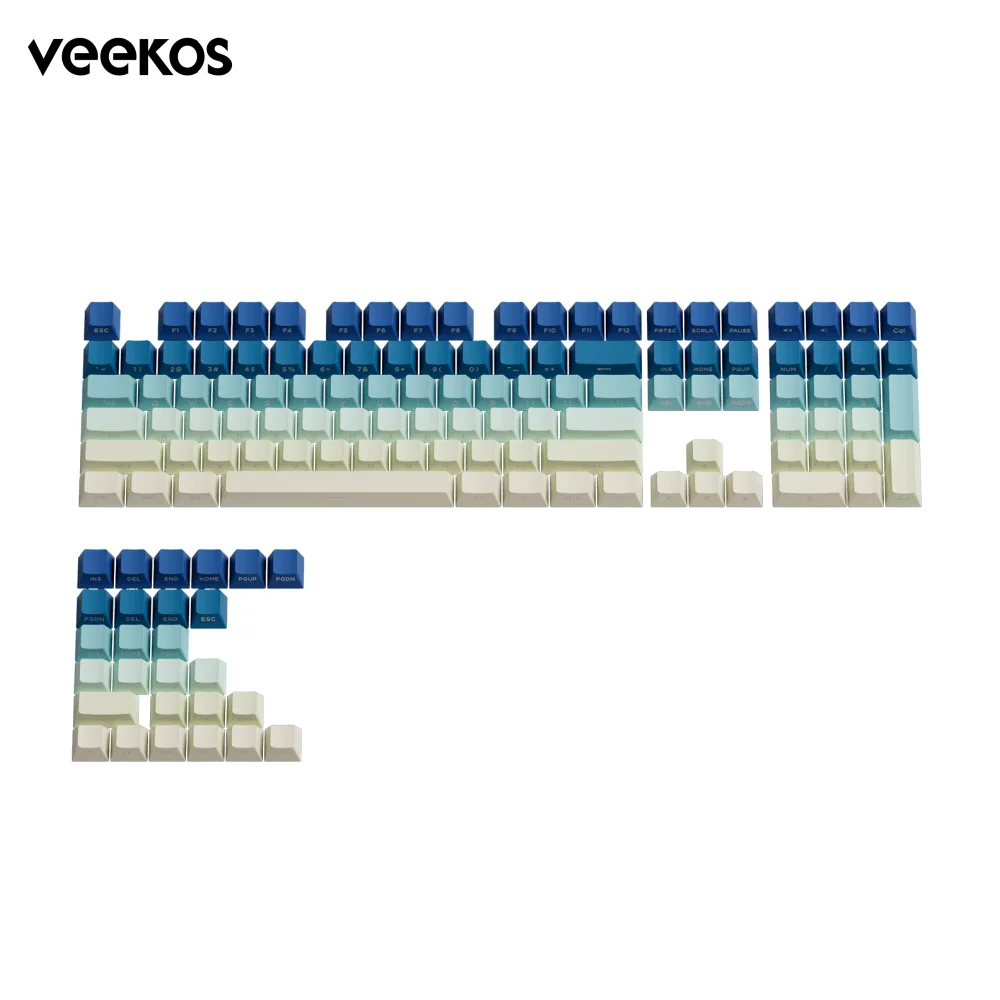 Akko & Veekos Gradient Side Printed Keycap Set Cherry Profile Double Shot PBT 135-Key Keycap for MX Switches Mechanical Keyboard