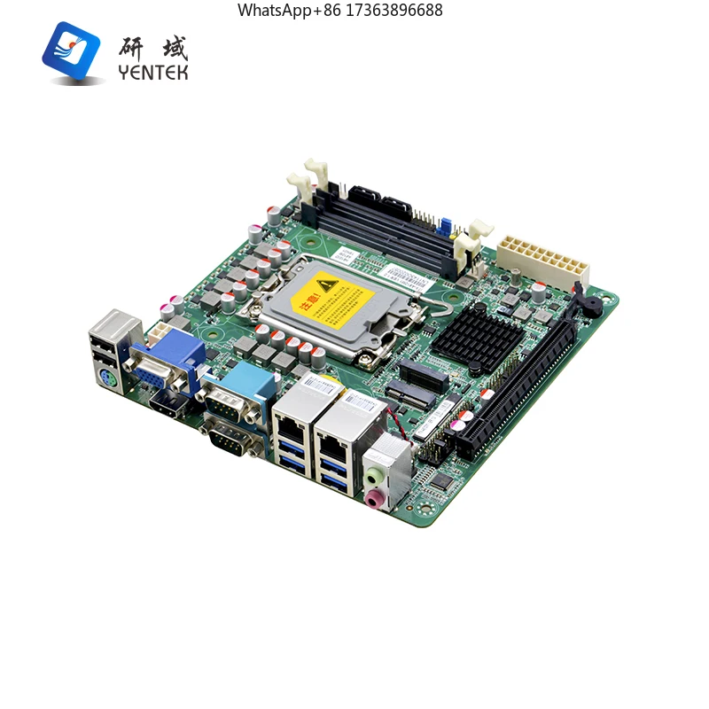 YENTEK New  H610 LGA1700 DDR4 64GB Double Channel 2xSATA3.0 MSATA Integrated Graphics HD VGA 2 RJ45 LAN Mini ITX