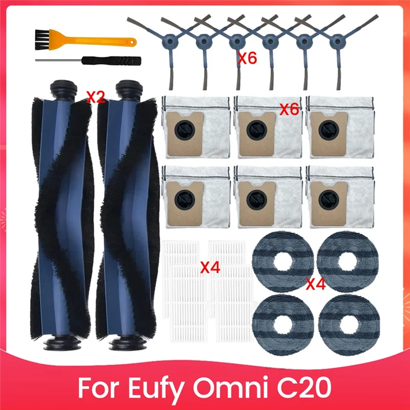 

Комплект аксессуаров B50C для робота-пылесоса Eufy Omni C20, основная боковая щетка, фильтр Hepa, швабра, тканевые мешки для пыли, запасные части