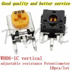 10PC WH06-1C 101 103 201 501 102 202 502 203 503 104 204 504 105 Variable Resistor 10 2 50 k 200R 1Mohm Adjustable Potentiometer