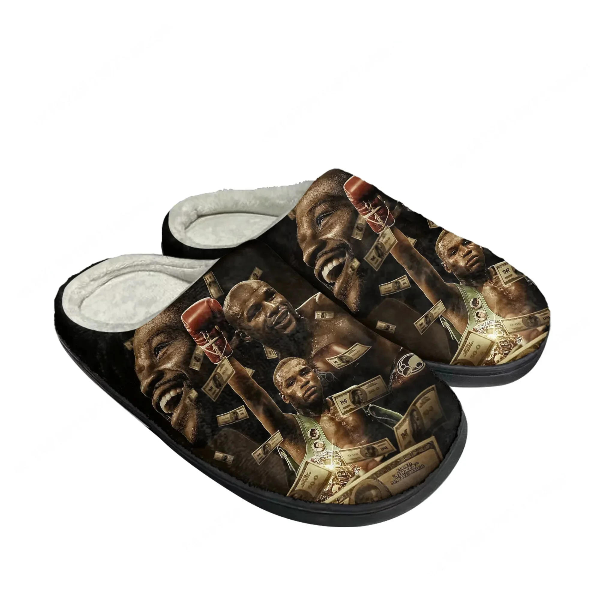 

F-Floyd M-Mayweather U-Undefeated B-Boxing Home Cotton Slippers Mens Womens Plush Bedroom Casual Keep Warm Shoes Customized Shoe