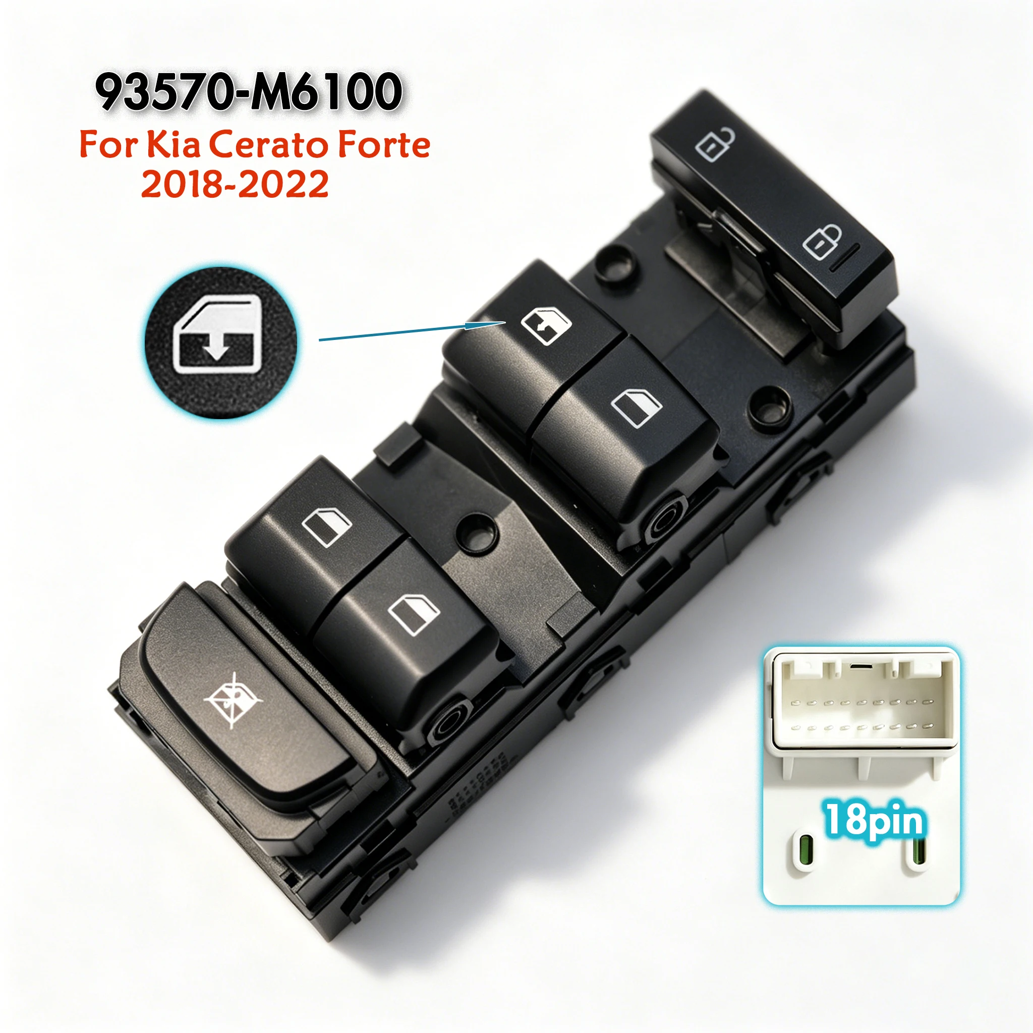 93570-M6100 For Kia Cerato Forte 2018 2019 2020 2012 2022,Front Left Electric Master Power Window Switch Lifter Control Button