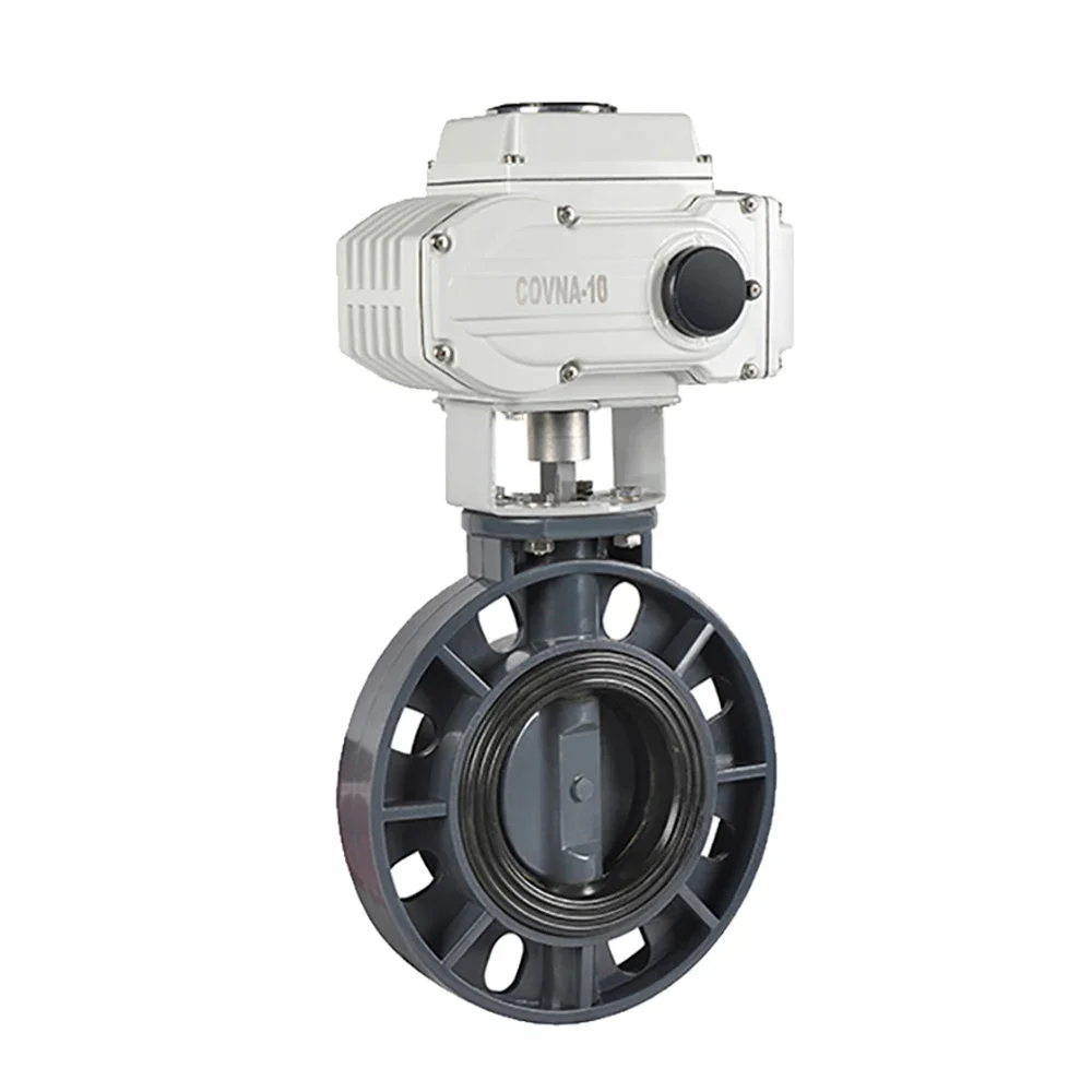 Wafer Type UPVC PVC Plastic 2/4/6/8 Inch On / Off Type Electric Actuator Butterfly Valve