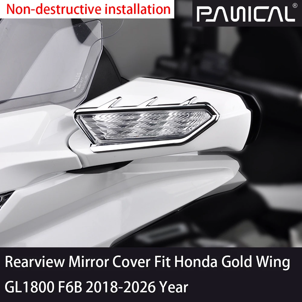 Front Turn Signal Trim Kit Mirror Protector Cover Pearl Chrome Panical For Honda Goldwing GL1800 F6B 2018-2026