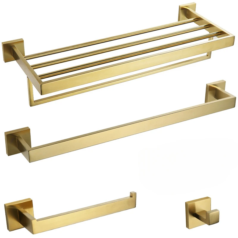 Brushed Gold Stainless steel Bathroom Accessories Hardware Towel Bar Rail,Toilet Paper Holder ,Towel Rack, Toilet Brush