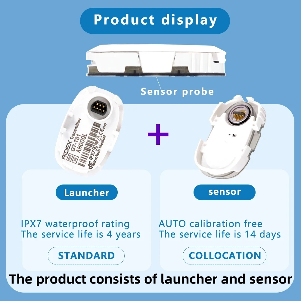 AIDEX Continuous Glucose Detection System Sensor to Measure Glucose Reusable Glucose Signal Launcher CGM Glucose Sensor