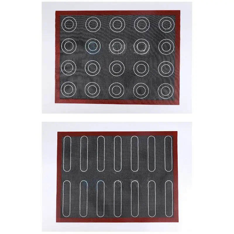 A67P-Silicone 30X40 Cm Reversible Printed Macaron Puff Baking Mat Non-Stick Pastry Oven Cake Perforated Sheet Liner