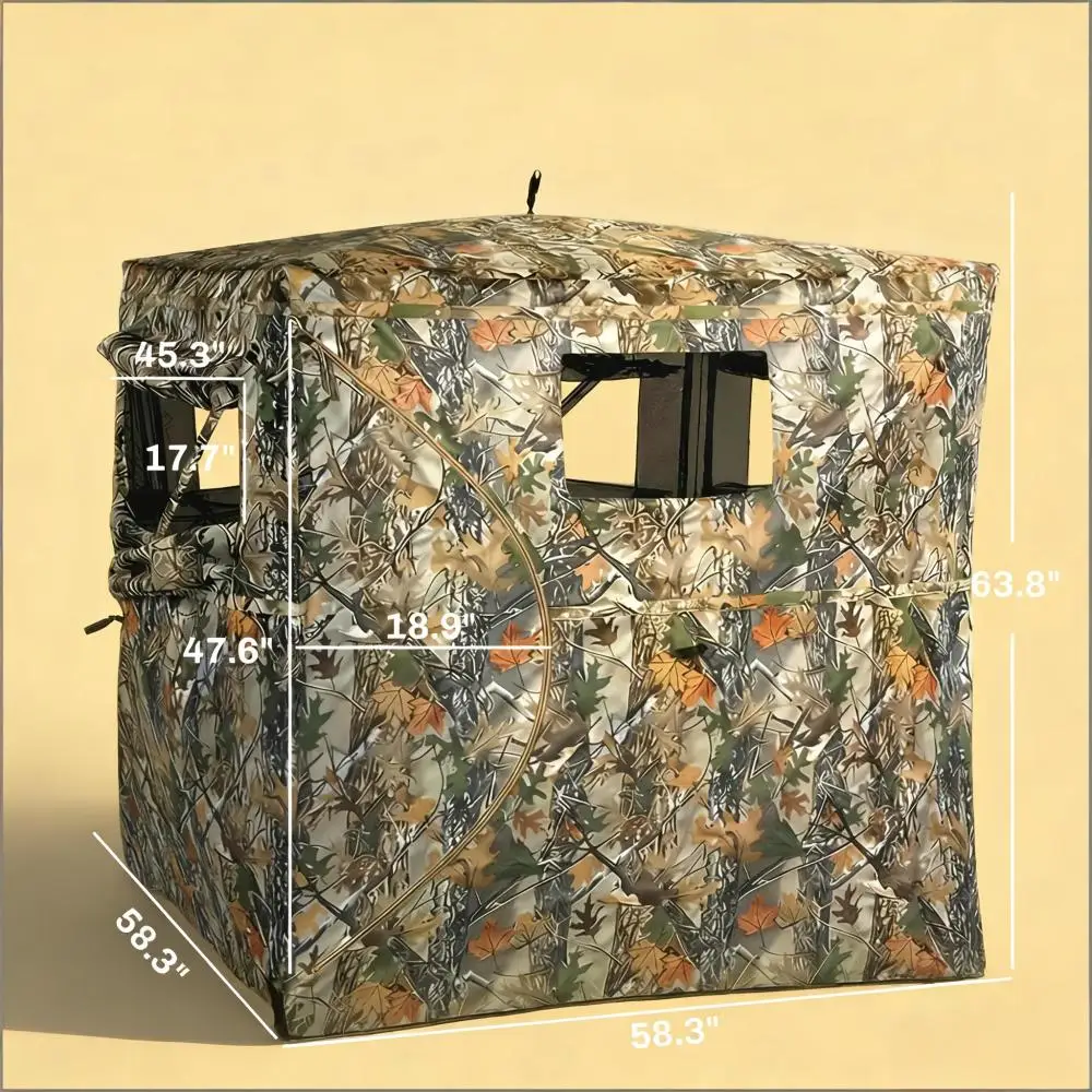 Camouflage All-weather Hunting Tent, Quick and Easy To Set Up; Hunting Cover with Transparent Pop-up Mechanism; Upgraded Quality; Good Ventilation; Protection Against Accidental Pole Breakage.