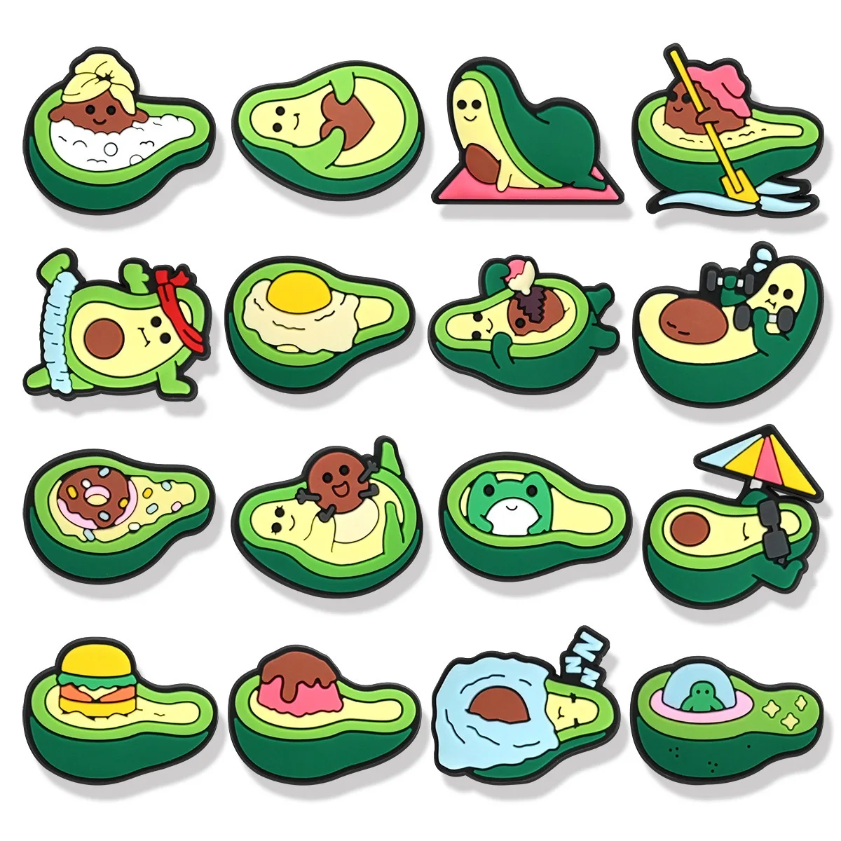 16PCS Kawaii Fruit Avocado Shoe Charms DIY Clog Sandals Wristband Bracelets Decoration Shoes Accessories Buckle for Boys Girls