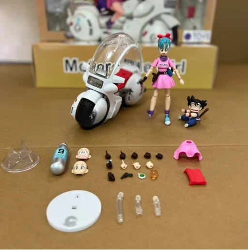 

In Stock Dragon Ball Bulma Goku No. 9 Capsule Motorcycle Movable Figure Model Ornament Animation Toy Collection
