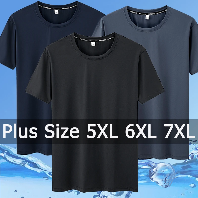 6XL 7XL T-shirt Men Plus Size 110-175kg Quick Dry Breathable Fitness Running Round Neck Short Sleeve Oversized Tops 티셔츠