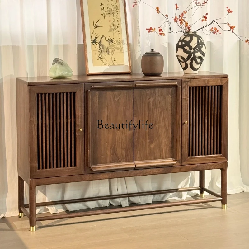 

**New Chinese-style porch cabinet, black walnut for home use, large-capacity storage, wall locker