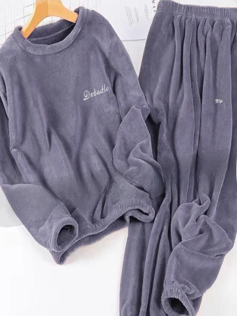 カップルの暖かいコーラル Fce パジャマセット女性のプラスサイズのホーム服カジュアル Thiened ハーランパンツハイウエスト 9 ポイント