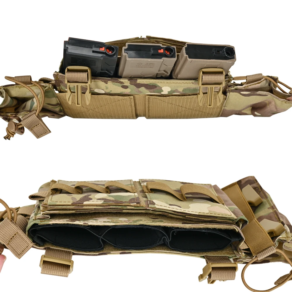 Tactifans 5.56 bolsa de inserção de revista tripla para micro luta mk3 mk4 equipamento de peito estilo spiritus suporte de revista embutido elástico