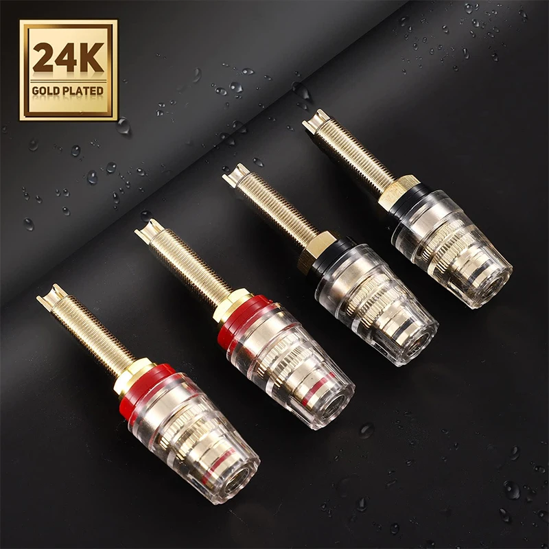 2Pcs Speaker Connectors and Terminals Binding Post HIFI Amplifier Pure Cupper Gold-plated DIY Wire Cable Banana Socket Plug