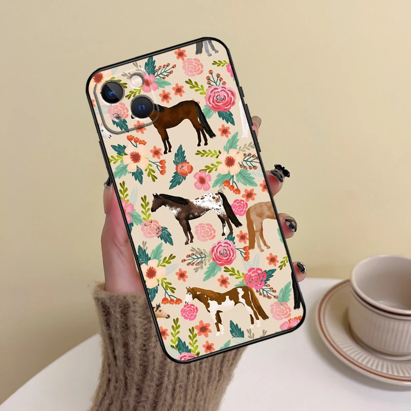 Horse Pony Pattern Phone Case For iPhone 15 14 Plus 11 12 13 16 Pro Max Mini 7 8 X XR XS Max Cover