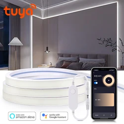 Tuya Smart Home neonowy żel krzemionkowy taśma 24V LED pasek światła WiFi kontrola aplikacji pokój podświetlenie wystrój z Alexa Google Home