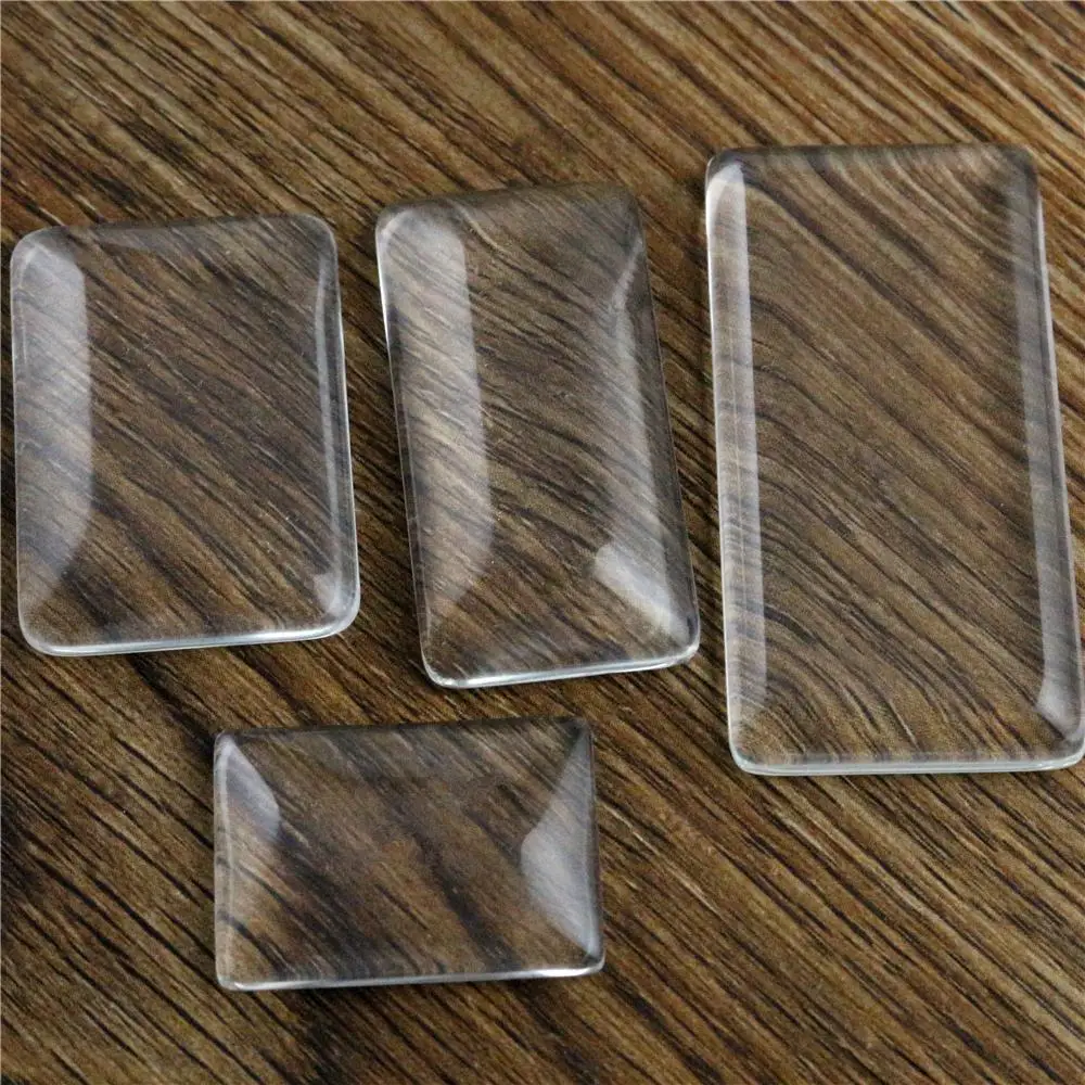 10x50mm 25x50mm 18x25mm 23x33mm 19x38mm 24x48mm Prostokątny płaski tył przezroczysty szklany kaboszon, wysoka jakość, promocja hurtowa — zdjęcie 3