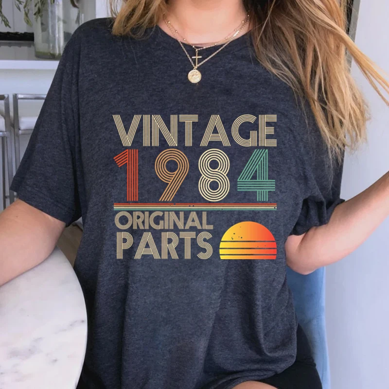 Fashion Vintage 1984 Original Parts Graphic Women T-shirt Casual Short Sleeve Tees Female Birthday Anniversary Streetwear Tshirt