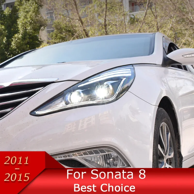 Suitable For 2011-2014 Hyundai Sonata 8 Headlight Assembly LED Daytime Running Dynamic Signal DRL Bi-Xenon