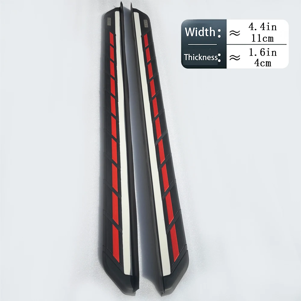 2 Stück Side Step Trittbretter für Rivian R1T R1S 2021–2024, Aluminium-Pedalzubehör, ROT/BLAU (mit Halterungen)
