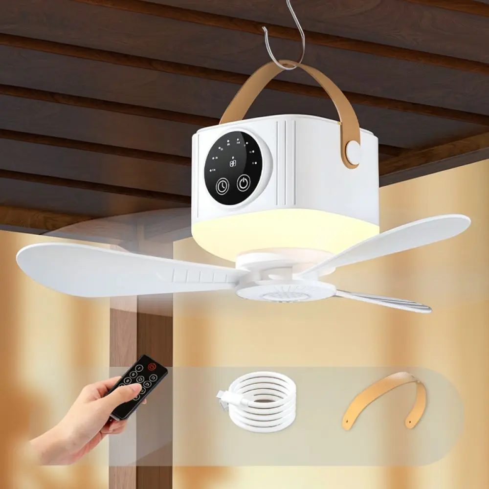 Outdoor Camping Fan LED Light Remote Control Rechargeable Portable Tent Hanging Desk Wall Mount Cooling Fan Tool
