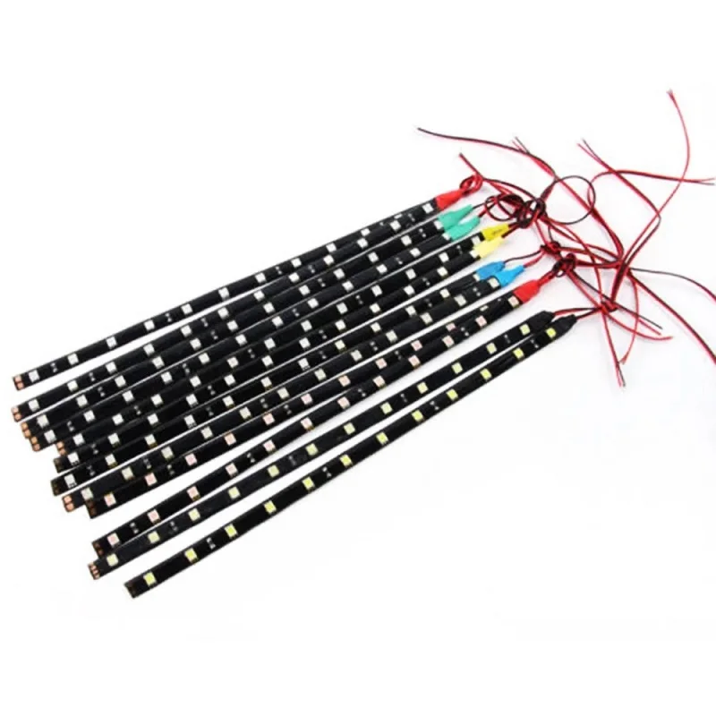 4/6 sztuk 30cm 15 LED samochód silnik ciężarówek Grill elastyczny 6 kolorów wodoodporna lampa paski 15 SMD wodoodporna biała czerwona żarówka Auto
