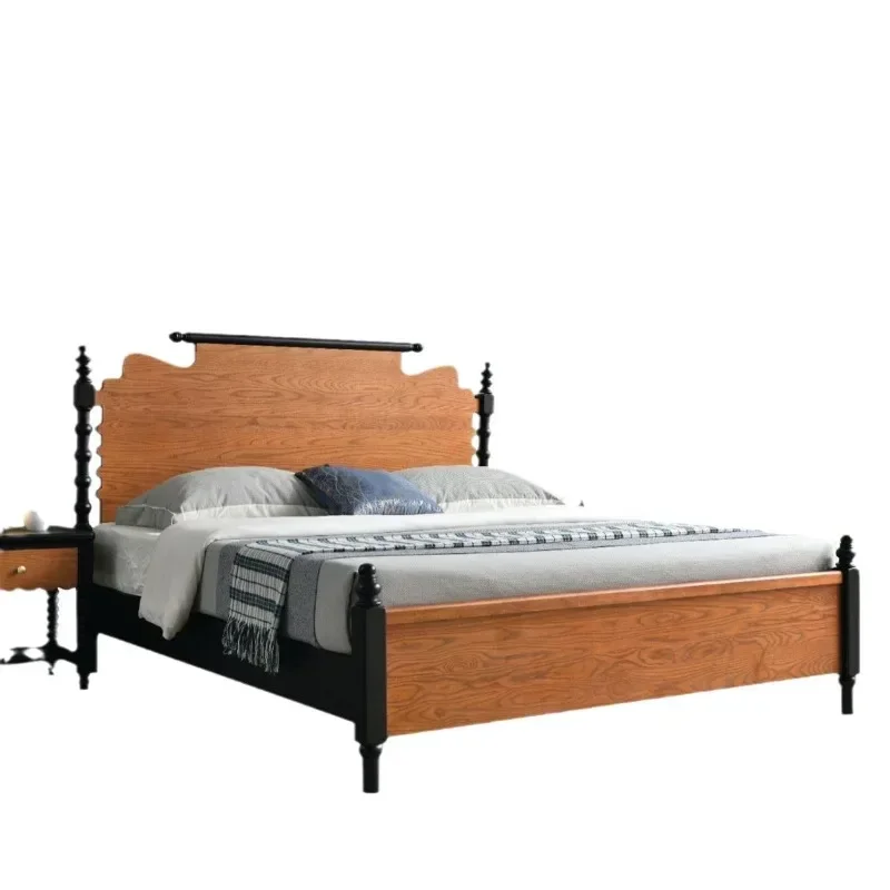 French medieval ash wood solid wood bed 2025 exhibition new 1.8-meter double bed full solid wood bed